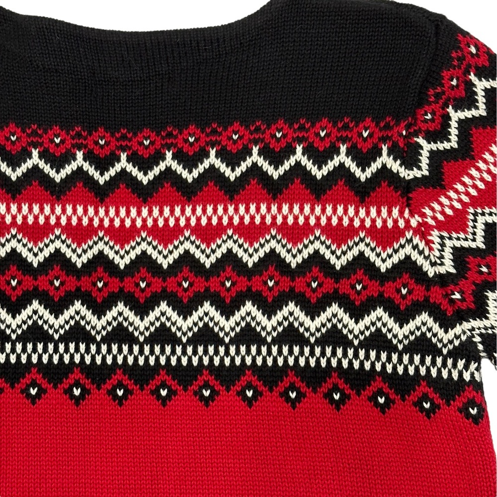 Eddie Bauer Vintage Women’s Fair Isle Nordic Sweater Knit Pullover Red B… - Picture 5 of 10
